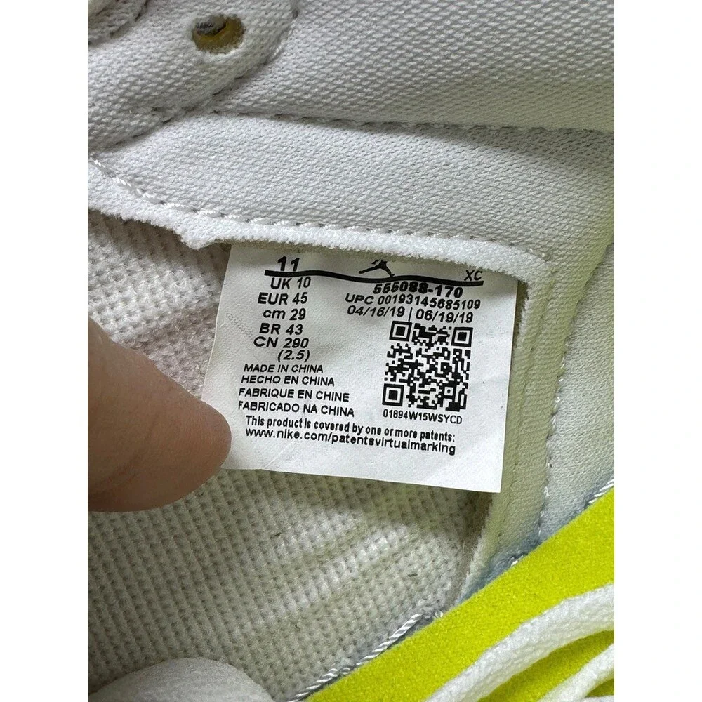 Nike Air Jordan 1 High First Class Flight 555088-170 White Yellow Men 11 sneaker